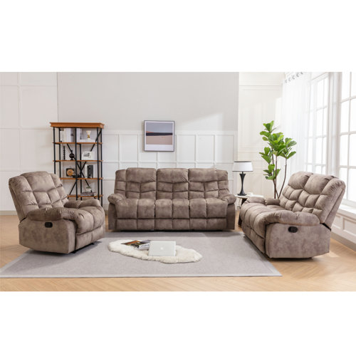 Red Barrel Studio® 3Piece Modern and Overstuffed Soft Manual Reclining